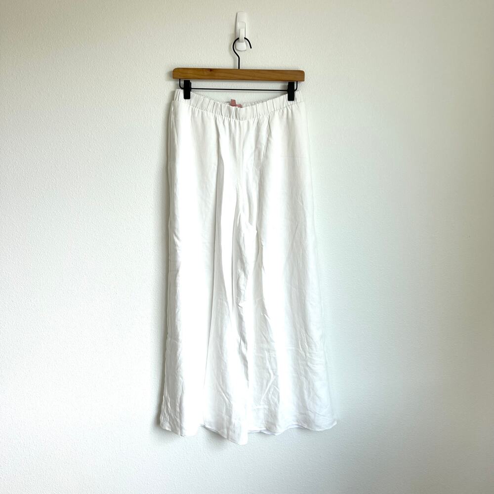 Show Me Your Mumu White KickBack Linen Wide Leg Pants Women’s Medium - Picture 2 of 7